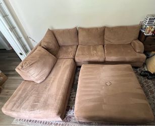 Brown Sectional Sofa with Ottoman