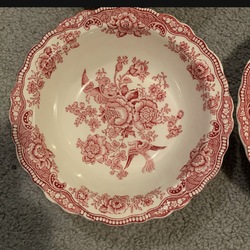 Crown Ducal Bristol Red & White Bowls set of 4