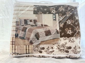 Patchwork Floral Quilted Quilt Set Queen 90×90 Polyester
