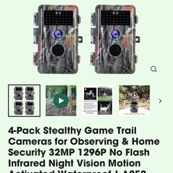 4 pack Hunting/ Homeor Business Security Cameras