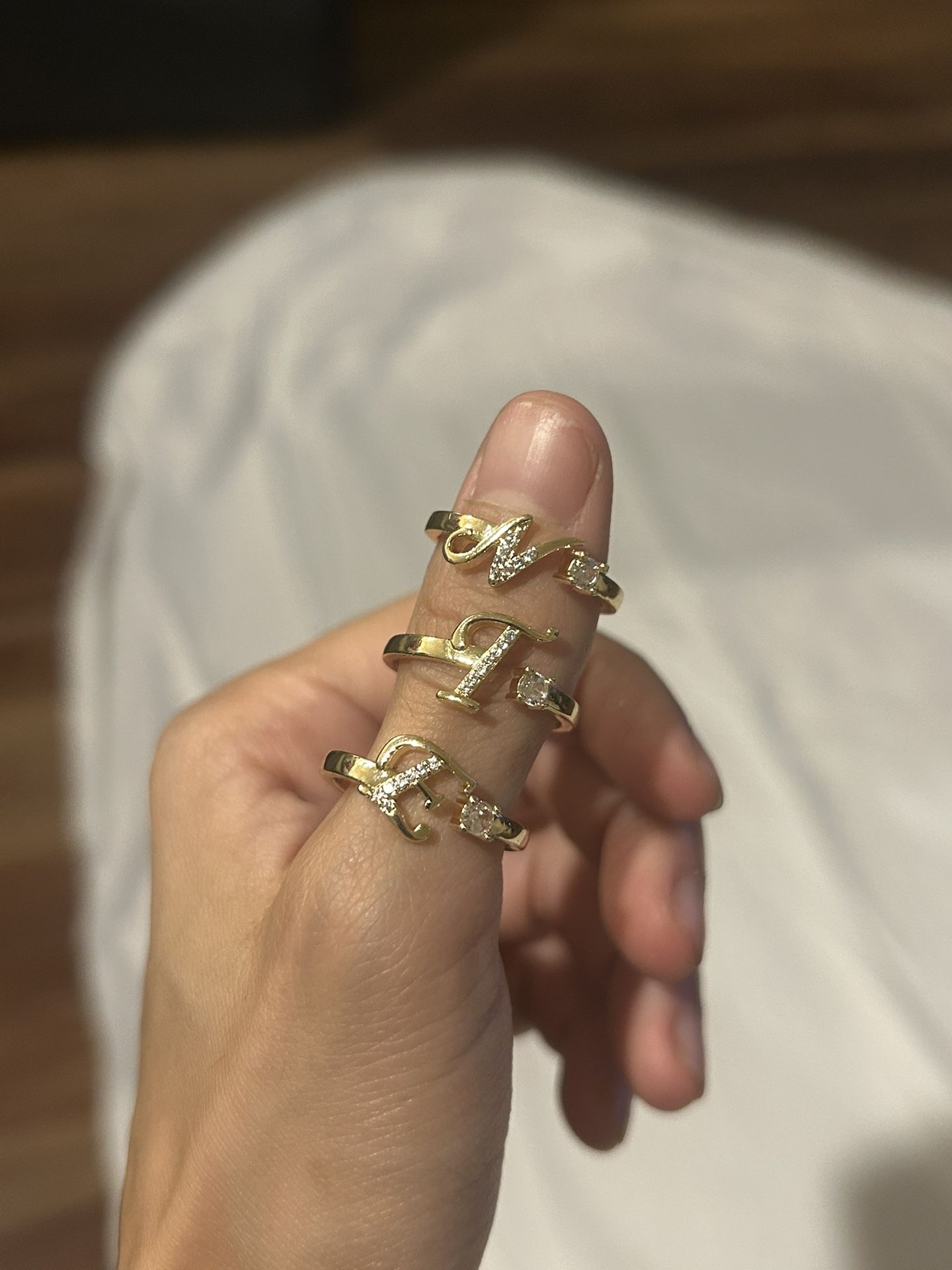 Gold Plated Initial Letter Rings