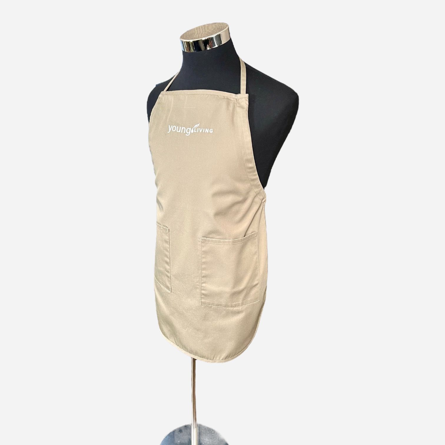 Young Living Beige Logo Tie Closure Apron