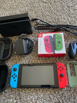Nintendo Switch w/ Hard Case, Soft Case, and Controller Adapter