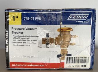 Febco 765-QT 1” Pressure Vacuum Breaker (PVB) Backflow Preventer