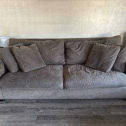 Extremely Comfortable Deep-Seat Sable/Mocha Plush Sofa with 4 Pillows