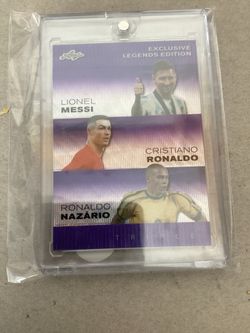 2024 Leaf Exclusive Legends Edition ELE-60 2/15 Lionel Messi, Cristiano Ronaldo and Ronaldo Nazario