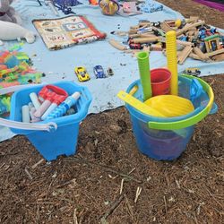 Sand / Beach Toys And Chalk Bucket
