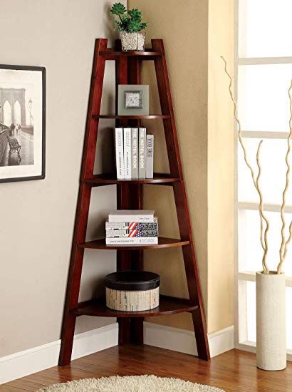 Simple Cherry Corner Ladder Shelf