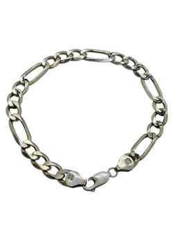Mexico .925 Figaro Sterling Silver Bracelet