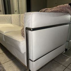 Modern White Leather Sofa
