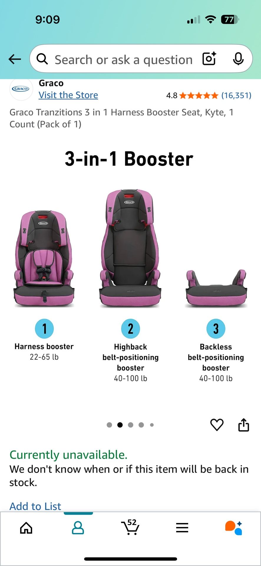 Graco Car Seat Conv To Booster Seats