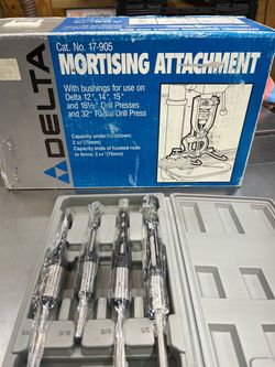 New never used Delta Mortising attachment with bits. See description below.