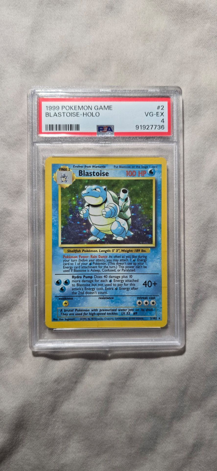 1999 blastoise pokemon card PSA 5 Shadowless Holofoil Colorless Rocket Tackle (40) Dark Blastoise does 10 damage to itself  1999 Pokmon Base Set