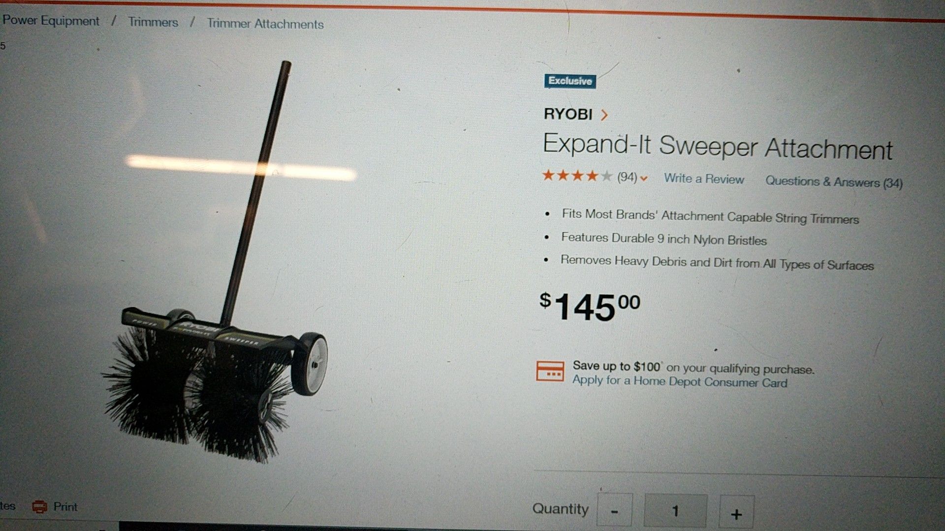 Ryobi expand it sweeper attachment