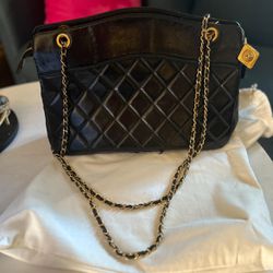 Authentic Chanel Vintage Matelasse Lambskin CC Quilted Charm Shoulder Bag