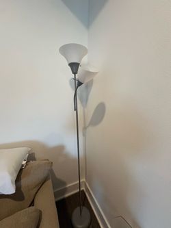 Silver Floor Lamp with Two Lights