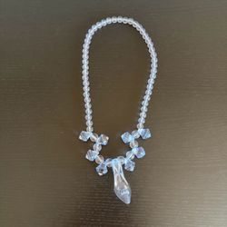 Cinderella Costume Necklace Blue Faceted Beaded Slipper Shoe Charm Pendant