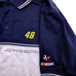 Chase Authentics NASCAR Jimmie Johnson 48 Lowes Polo Shirt Navy Blue Gray XL