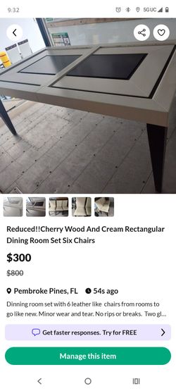 Cherry wood dinning room table six chairs