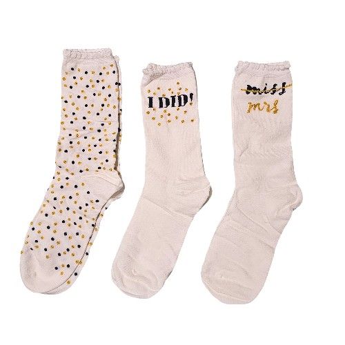 Kate Spade 3 Pk Socks Bridal Wedding Gift Set Size 9-11