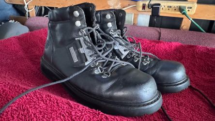 Harley-Davidson Black Leather Lace-Up Boots