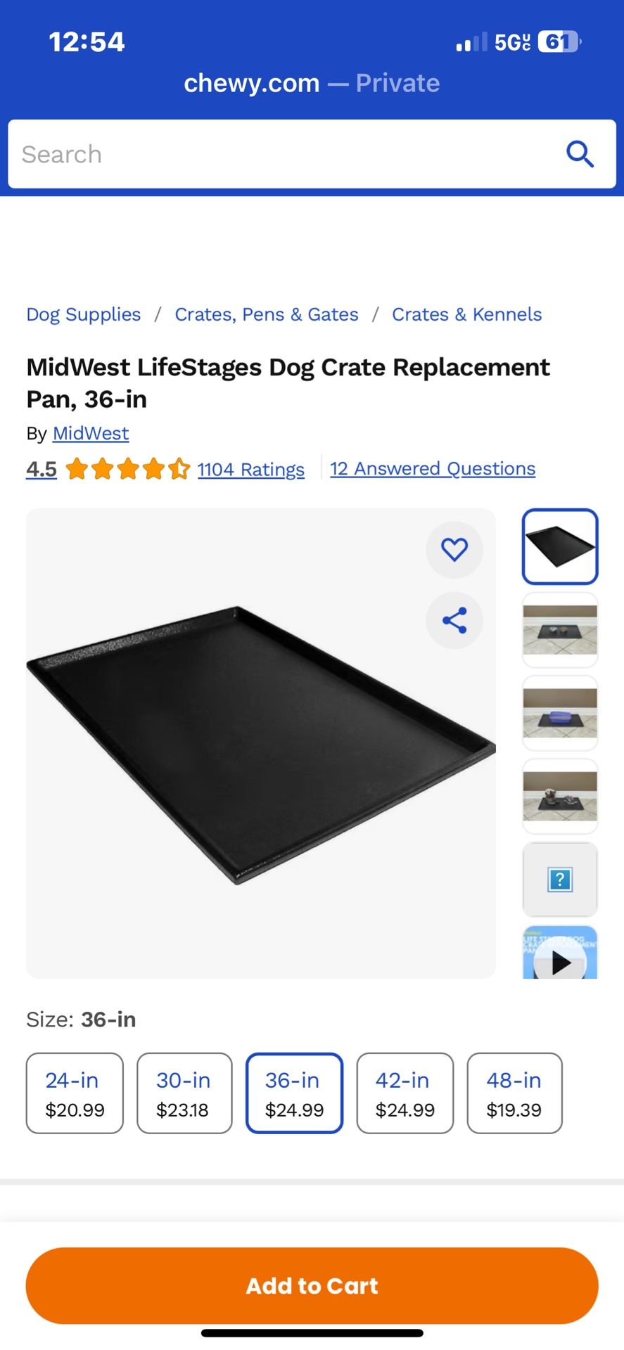 Replacement Dog Crate Pan for MidWest and New World Dog Crate