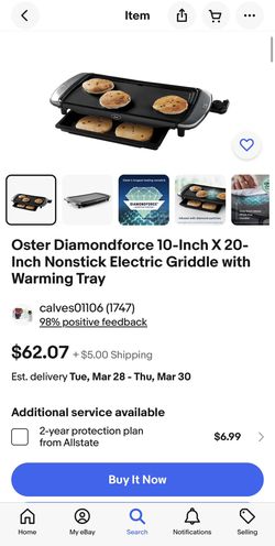 Oster DiamondForce Electric Griddle- Black/Silver