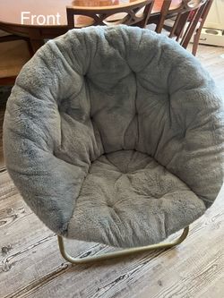 Like New Plush Saucer Chair – Gray