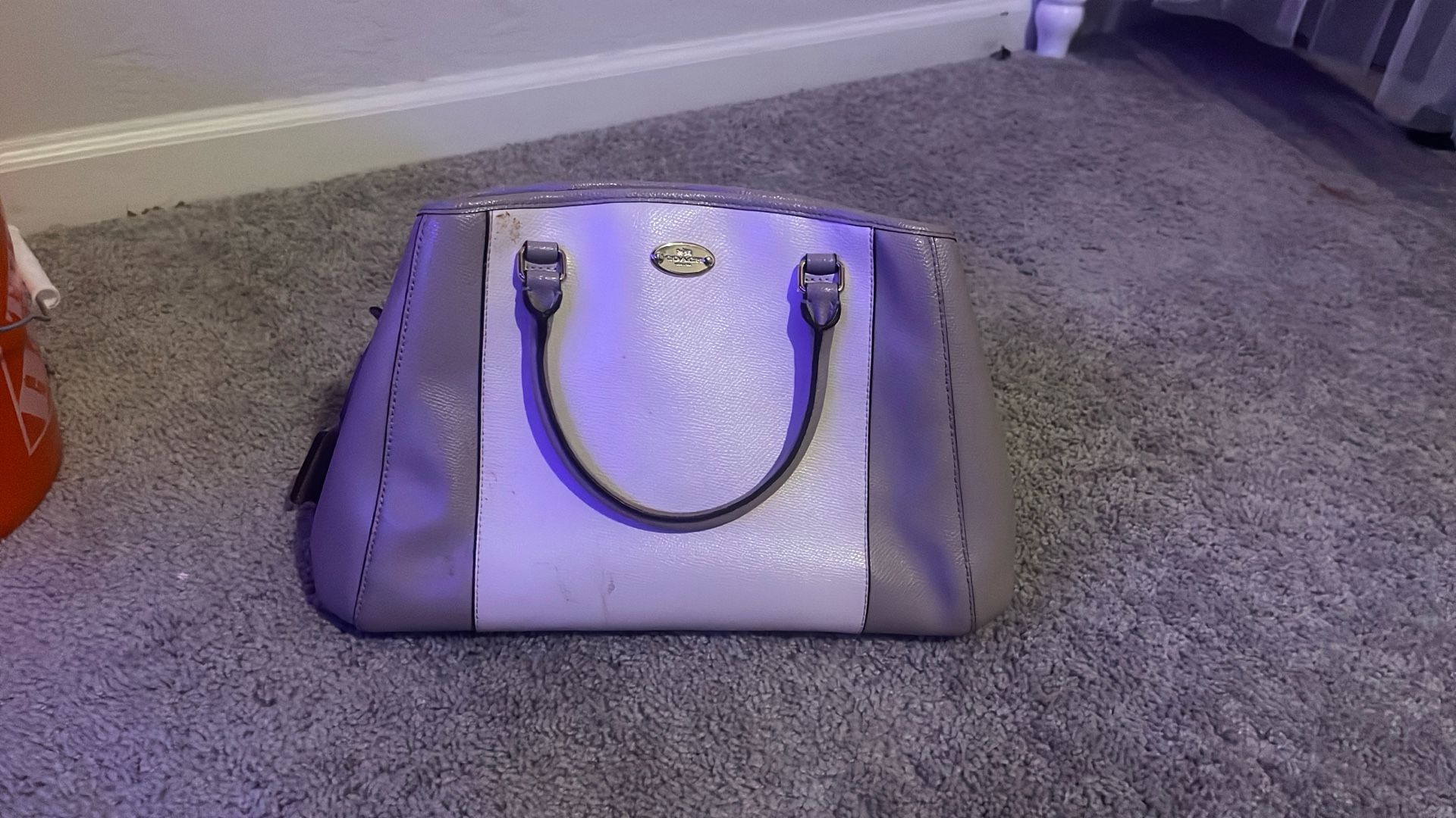 Beige And White Coach Bag