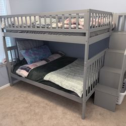 Full Over Full Bunk Beds With Shelving