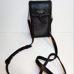 NEW Kate Spade Knott North South Phone Crossbody Bag in Black Pebbled Leather NWOT