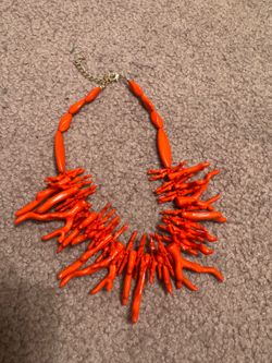 New orange plastic coral statement piece necklace Jewlery boho beach costume