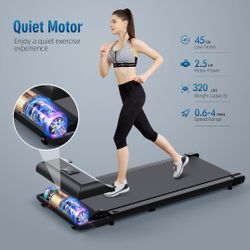 Walking Pad，Under Desk Treadmill 2 in 1 Treadmills，Portable Walking Treadmill 2.5HP, 320lbs Max Weight Remote Control LED Display,Installation-Free Jo