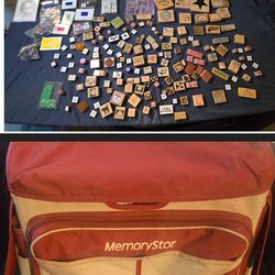 Wood rubber stamps, Stampin' Up, MemoryStar Storage tote & misc.