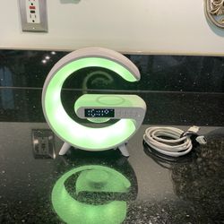 5-in-1 Bluetooth Speaker WhiteNoise Maker Phone Charger 7 Color Lamp Alarm Clock