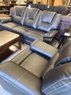 3 piece black power reclining Sofa , loveseat and chair