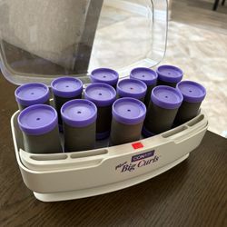 Conair More Big Curls Purple Velvet Hot Rollers/Waves. Works great. No clips