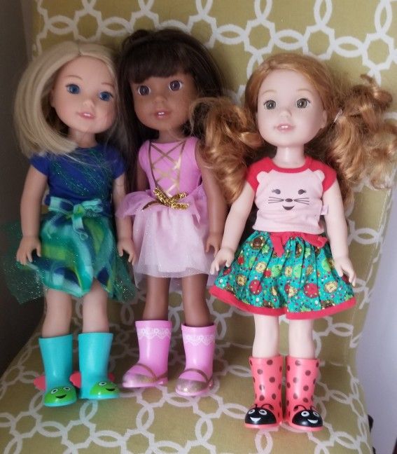 6 American Girl Wellie Wishers Dolls & Accessories