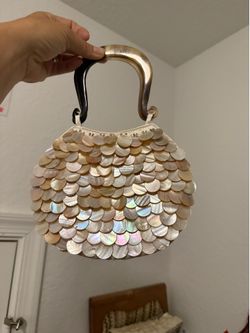 Mother of Pearl Shell Scale Handbag with Horn Handle