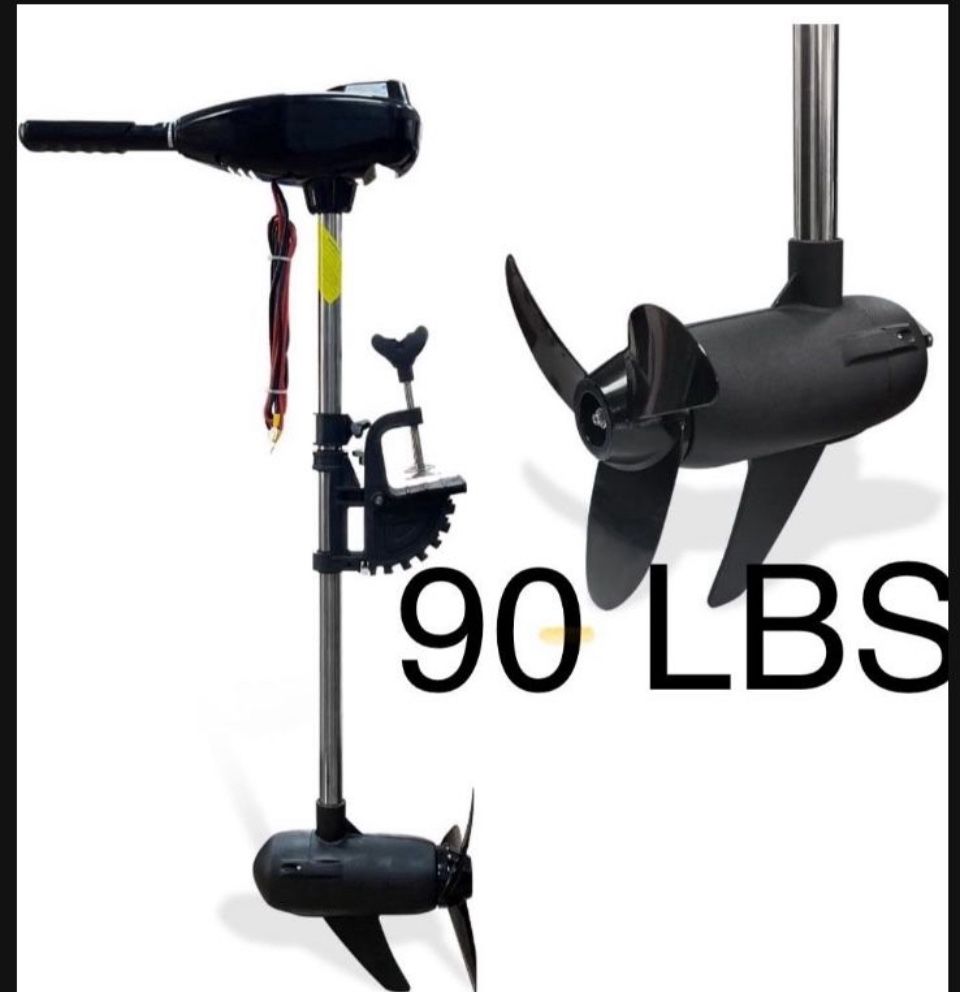 90 LBS Thrust Trolling Motor Stepless Speed Electric Outboard Brushless for Fishing Boats Saltwater Transom Mounted with Adjustable Handle, 12V 29" Sh