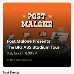 2 Tickets To Post Malone & Jelly Roll