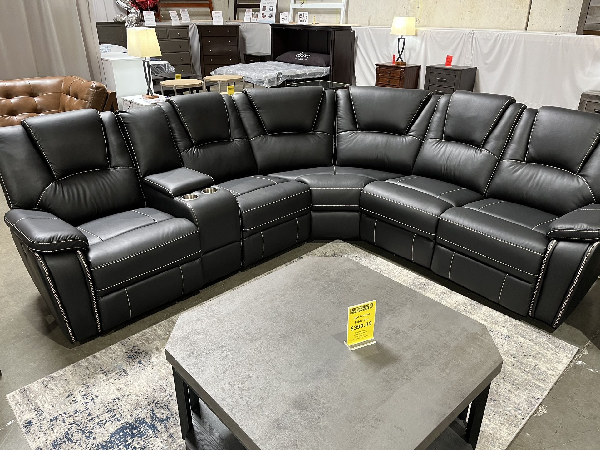 Power Reclining Black Sectional 💥