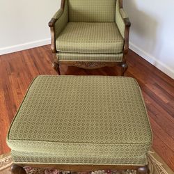 Chair and ottoman. 