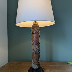 Vintage table lamp, made with wallpaper roller