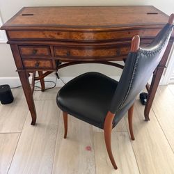 Beautiful Theodore Alexander Wood Desk With Chair