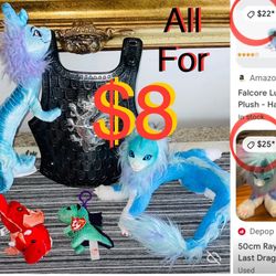 $8 For All Bundles of Toys Dragons 🐉 Raya Original Disney,TY keychain plushie etc