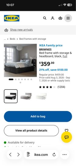 IKEA BRIMNES Full Bed Frame with Storage & Headboard