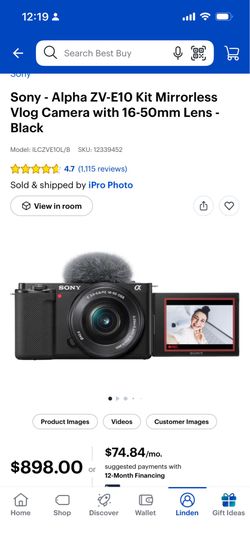 Sony Alpha ZV-E10 Mirrorless Vlog Camera Kit (Black) – Like New