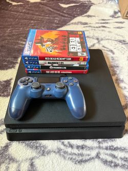 PS4 Slim With Controller & Games