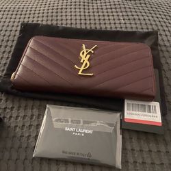 AUTHENTIC SAINT LAURENT YSL Monogram Leather Wallet